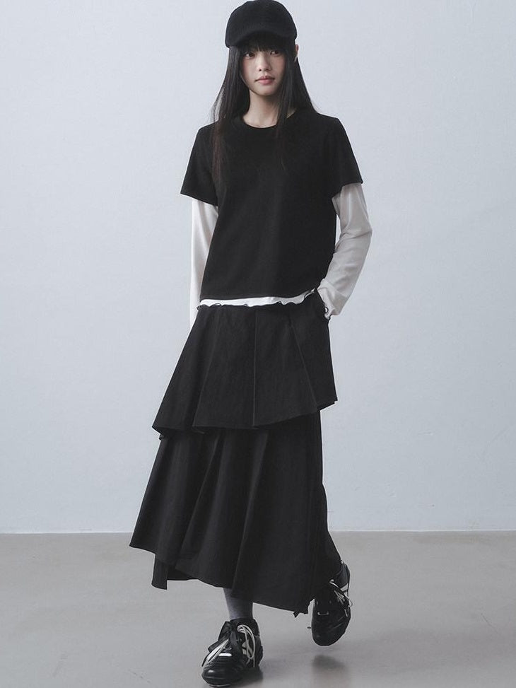 DDGIRL studio Retains Shape Double Lined Pleated High Waist Women Cotton Blend Maxi Skirts