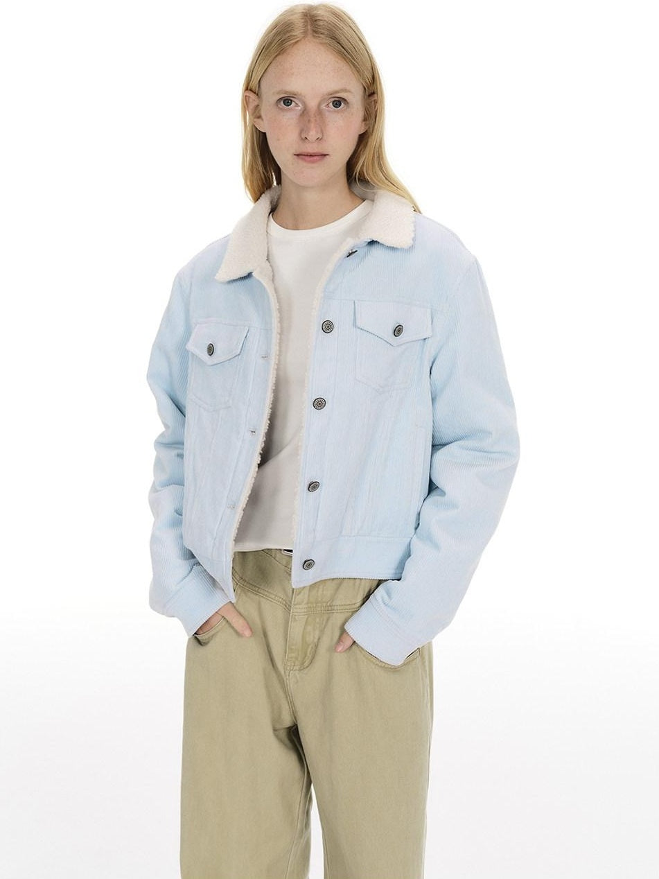 Country Moment Warm Fleece Lined Vintage Cropped Button Front Women Cotton Denim Jackets