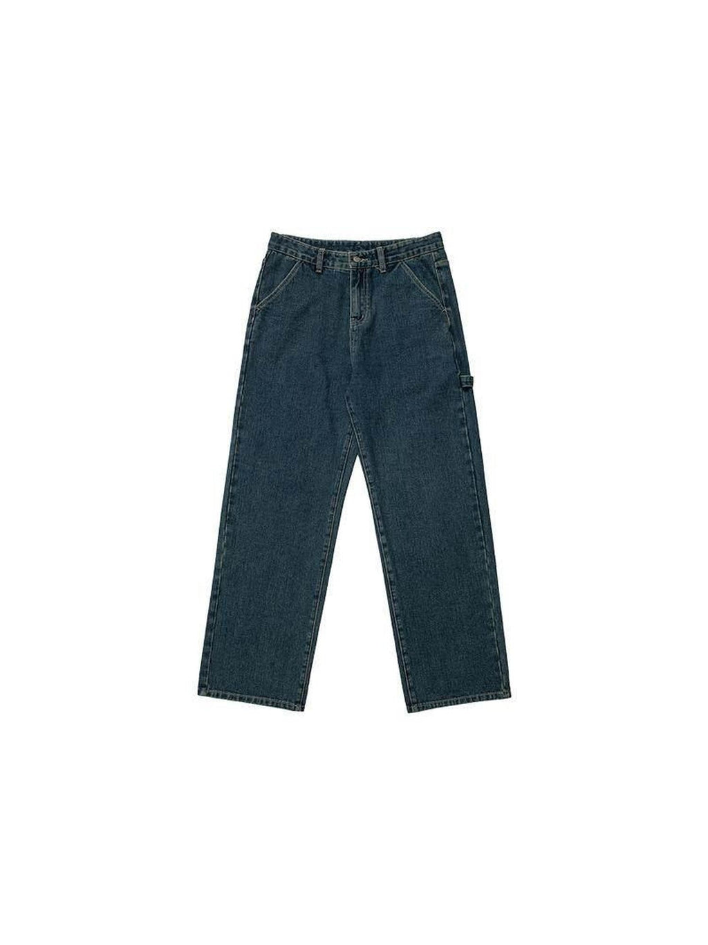 Country Moment Durable 100 Percent Cotton Vintage Blue Midrise Loose American Wide Leg Jeans
