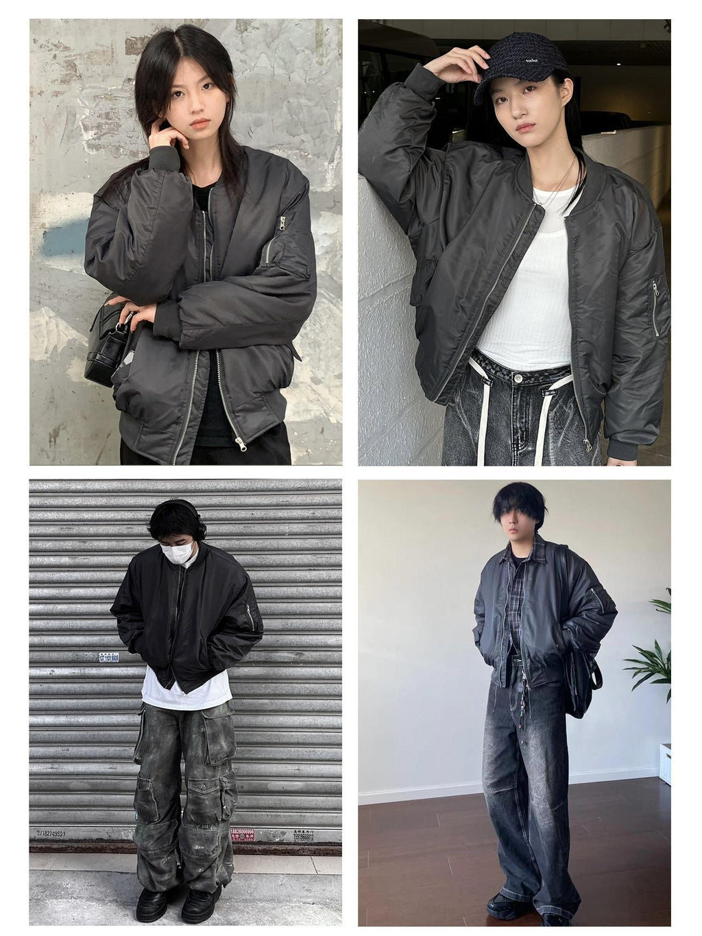 Country Moment Warm Loose Fit Zip Baseball Collar Unisex Youth Casual Polyester Bomber Jackets