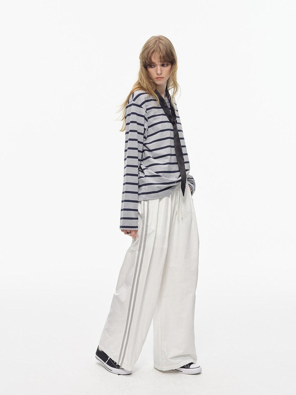 Country Moment Breathable Cotton Loose Fit Henley Striped Unisex Long Sleeve T-Shirts