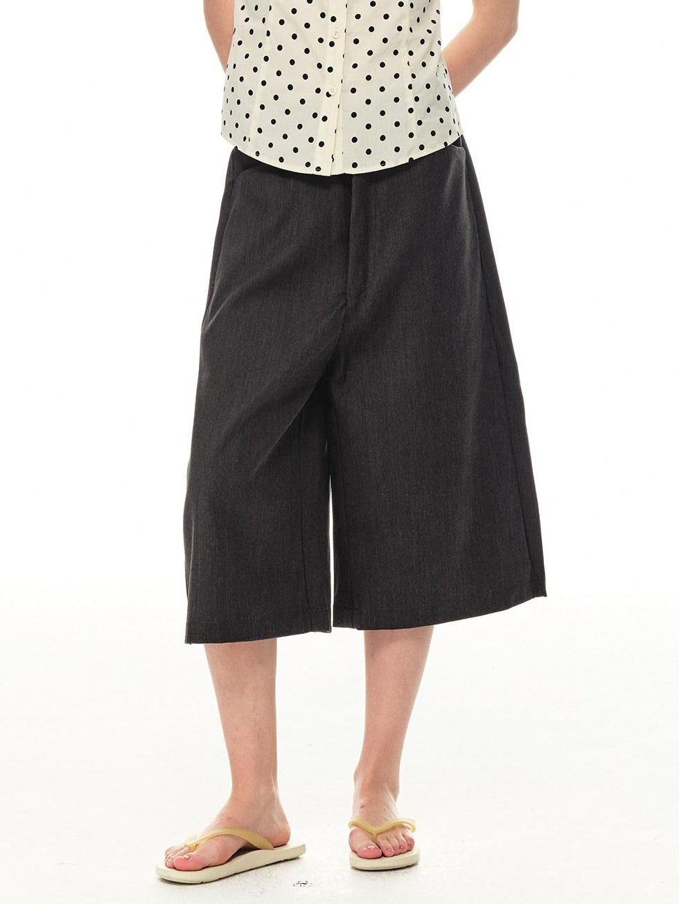 Country Moment Wrinkle Resistant Loose Mid Waist Casual Polyester Rayon Mid-Length Shorts