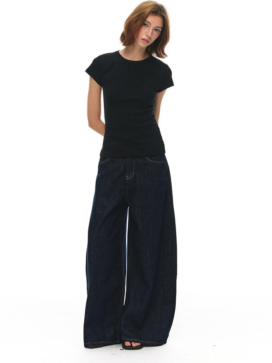 Country Moment High Waist Breathable Cotton Loose Youthful Denim No Stretch Wide Leg Jeans