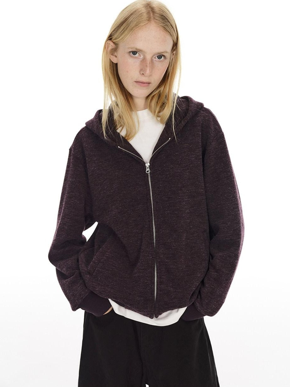 Country Moment Soft Polyester Blend Zip Up Casual Standard Fit Unisex Deep Purple Hoodie
