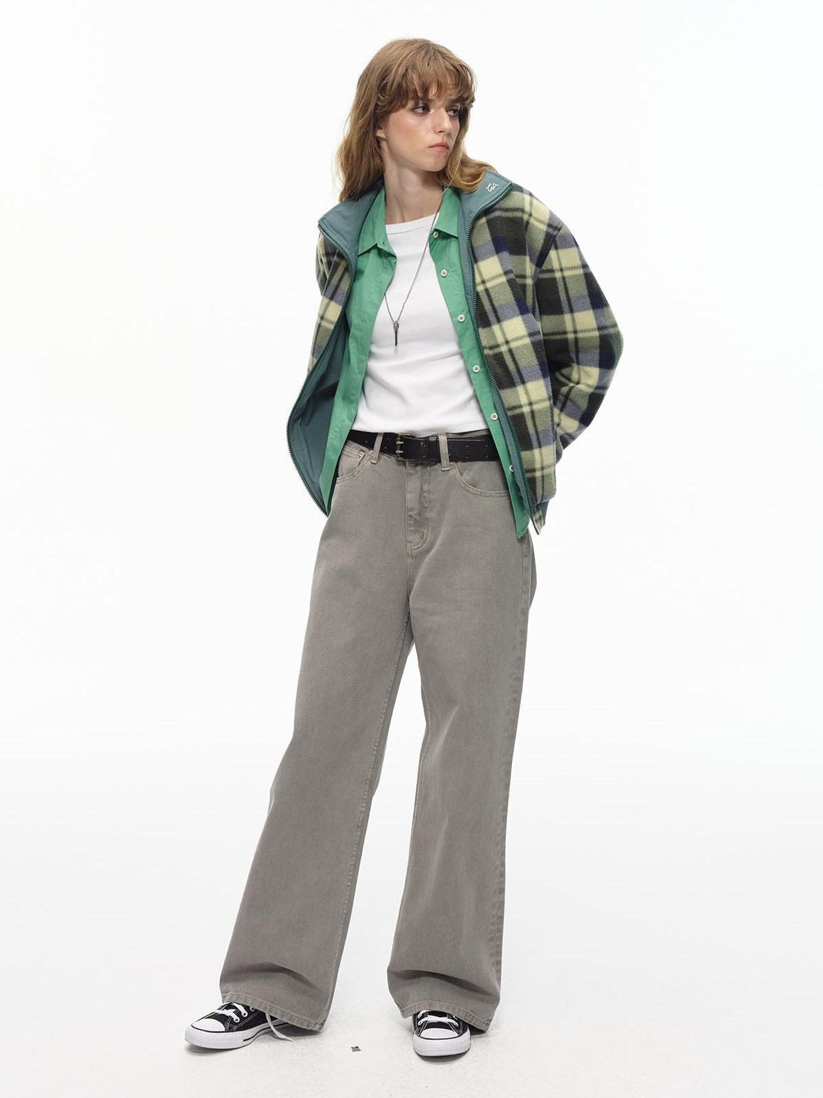 Country Moment High Waist Washed Pure Cotton Dark Khaki American Breathable Straight Leg Jeans