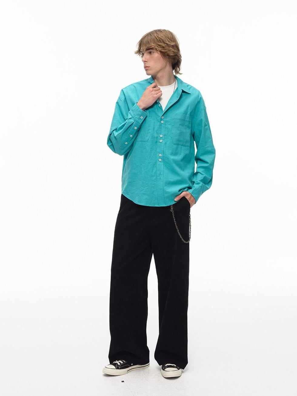 Country Moment Washed Cotton Durable Mid Rise Relaxed Zip Fly Youth Casual Wide Leg Pants