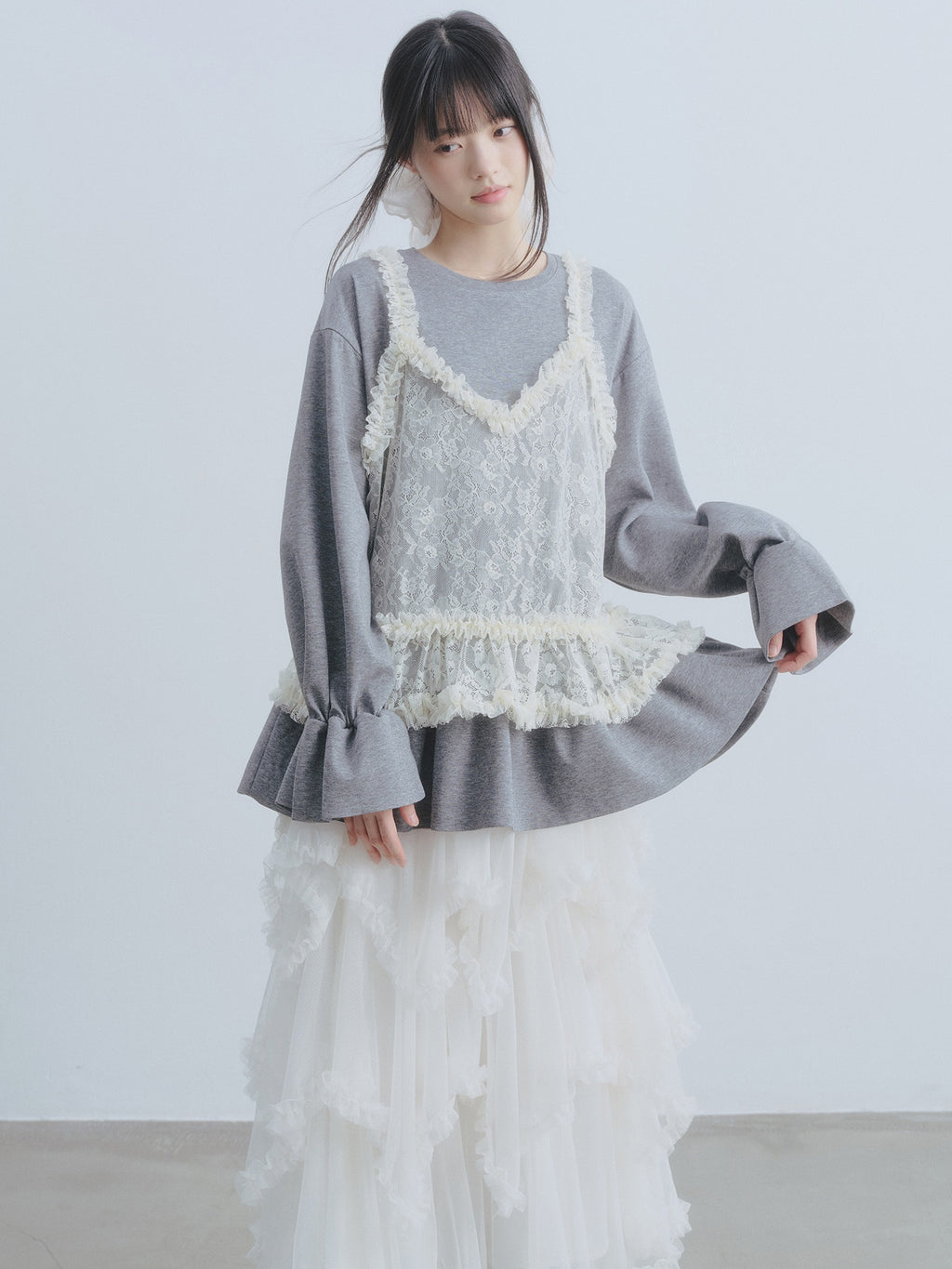 DDGIRL_studio_Lace_Splice_Pullover_Loose_Crewneck_Womens_Two_Piece_Long_Sleeve_T-Shirts_MISSTT