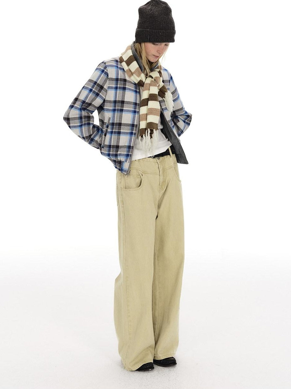 Country Moment Vintage Washed Mid Rise Zipper Flare Loose Casual Unisex Cotton Wide Leg Jeans