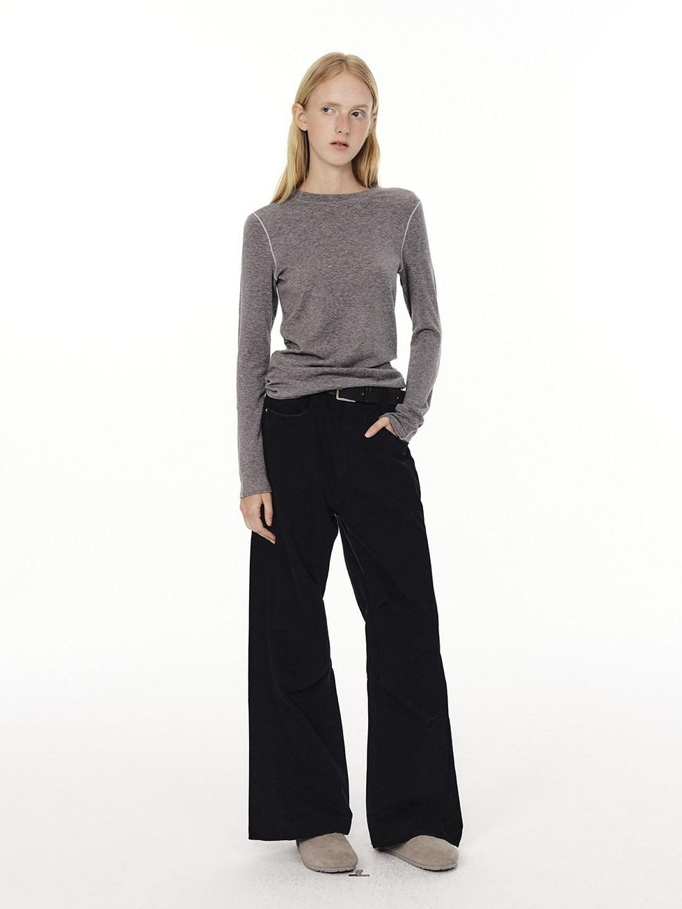 Country Moment Pure Cotton Wide Leg Button Fly Loose Casual Black Gray Navy Straight Pants