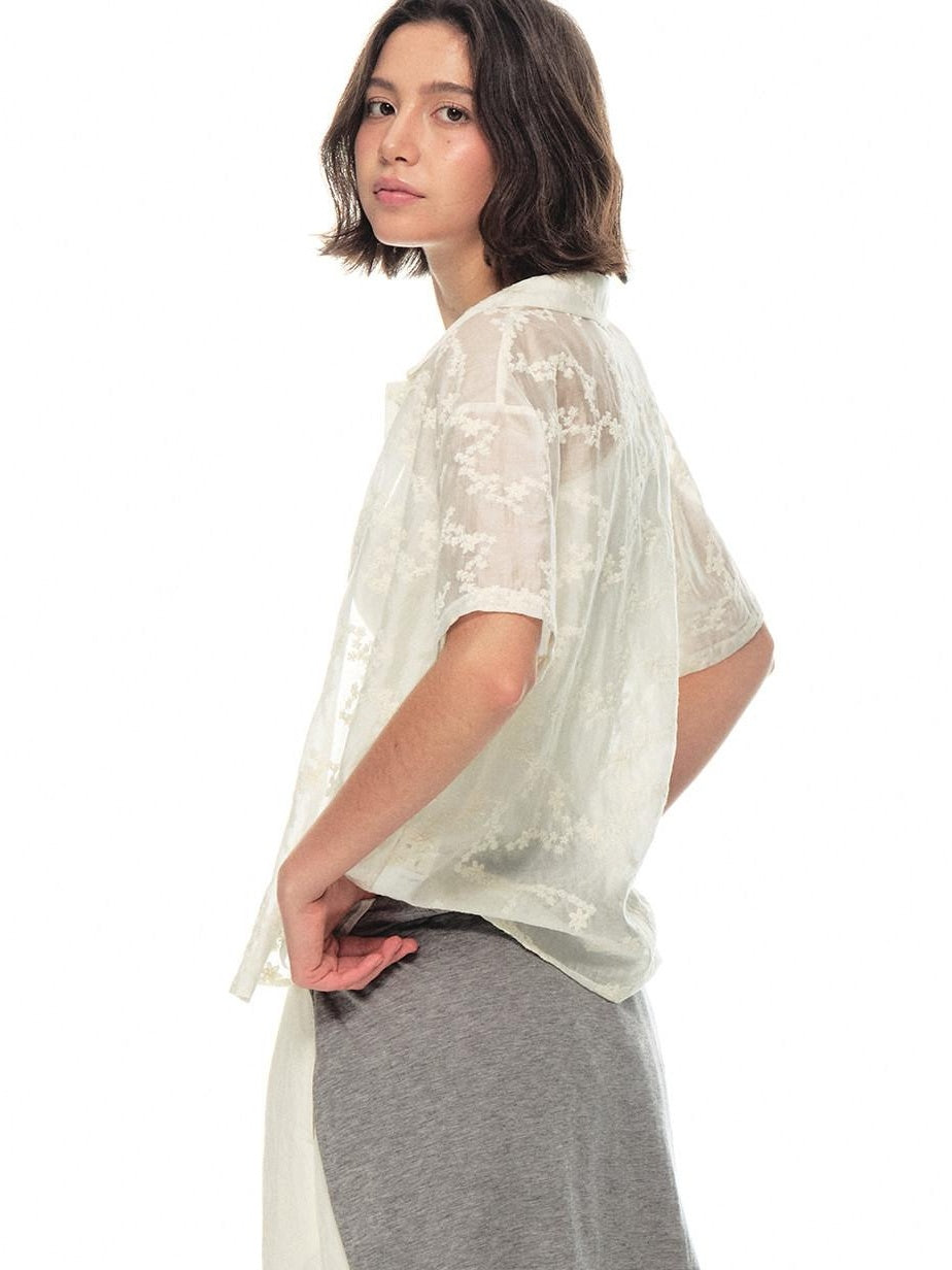 Country Moment Breathable Embroidered Lyocell Loose French Collar Women Travel City Blouses