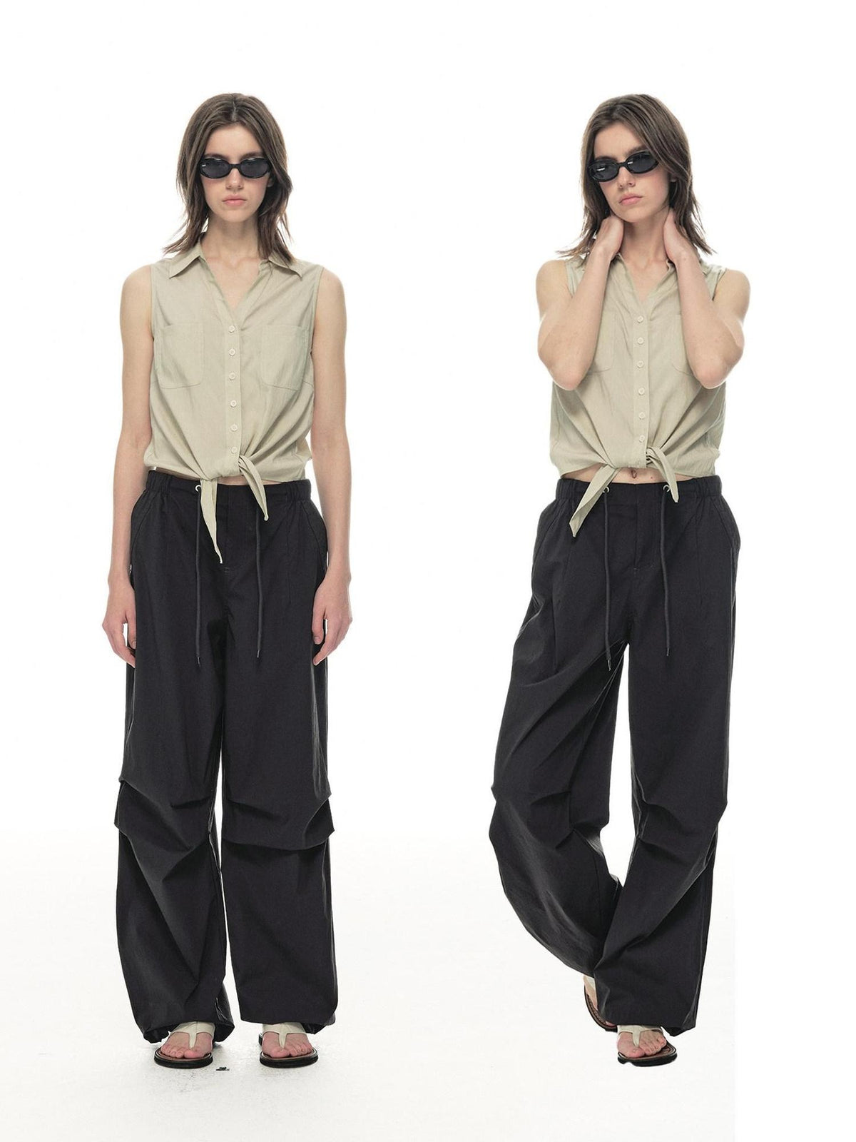 Country Moment Breathable Quick Dry Loose Tie Front Women Commuter Modal Sleeveless Short Shirts