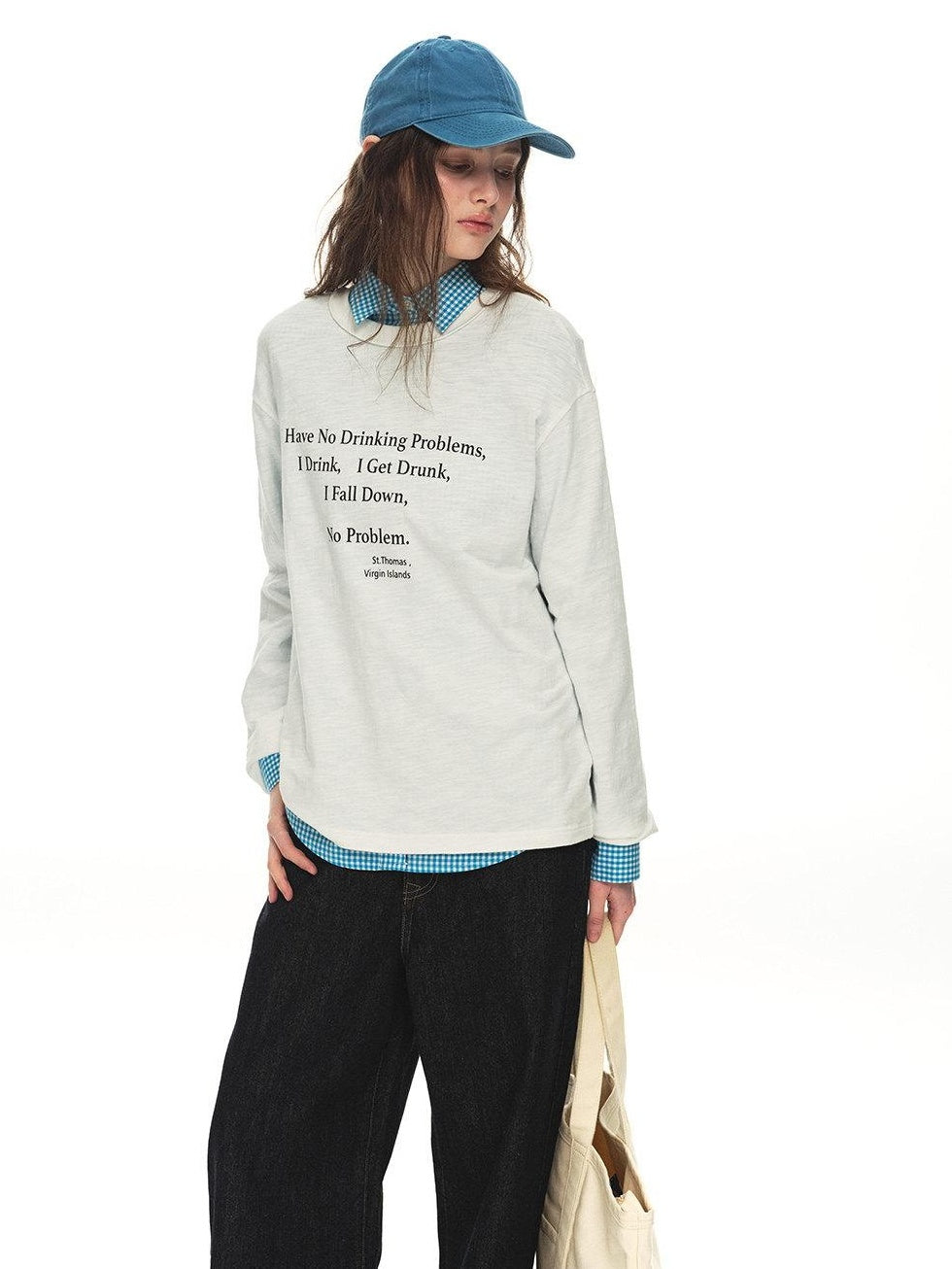 Country Moment Breathable Cotton Slub Loose Printed Women Graphic Citywalk Long Sleeve T-Shirts