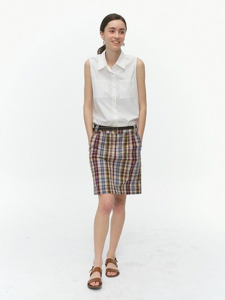 Country Moment High Waist Cotton Vintage Purple Plaid A Line Street Sporty Mini Skirts