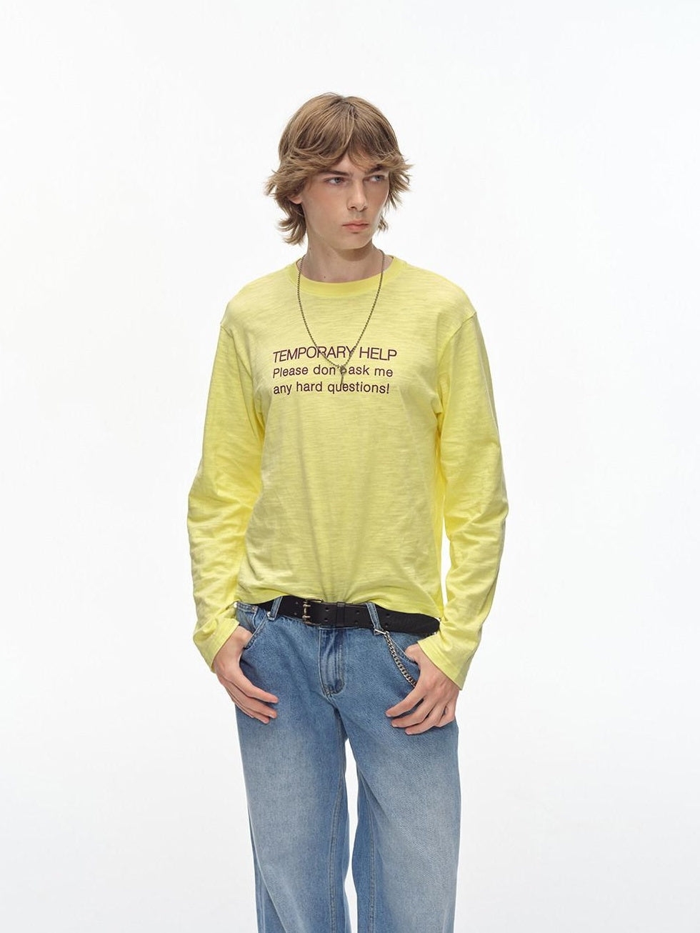 Country Moment Breathable Cotton Loose Fit Round Neck Unisex Letter Print Long Sleeve T-Shirts