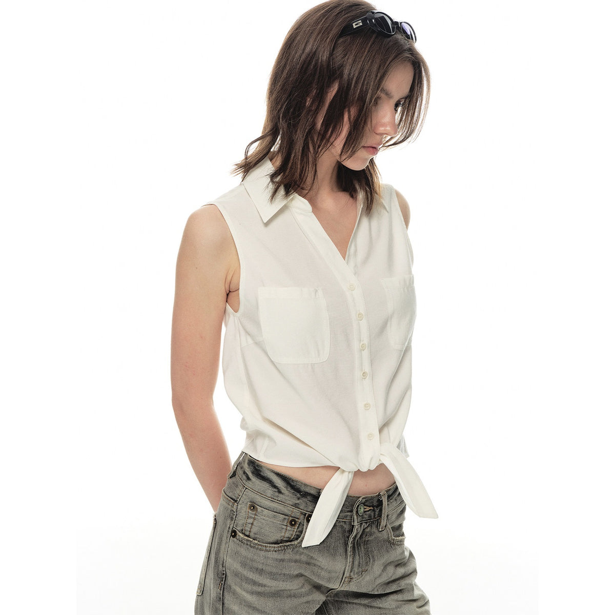 Country_Moment_Breathable_Quick_Dry_Loose_Tie_Front_Women_Commuter_Modal_Sleeveless_Short_Shirts_MISSTT