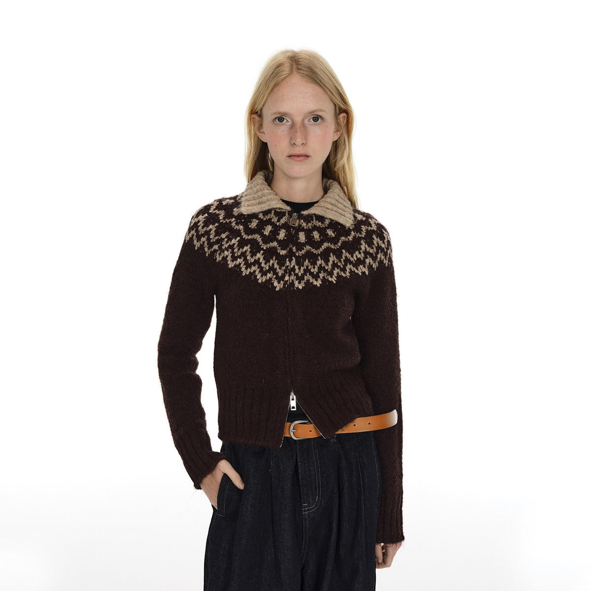 Country_Moment_Soft_Wool_Blend_Thermal_Slim_Jacquard_Zip_Front_Unisex_Brown_Cardigans_MISSTT