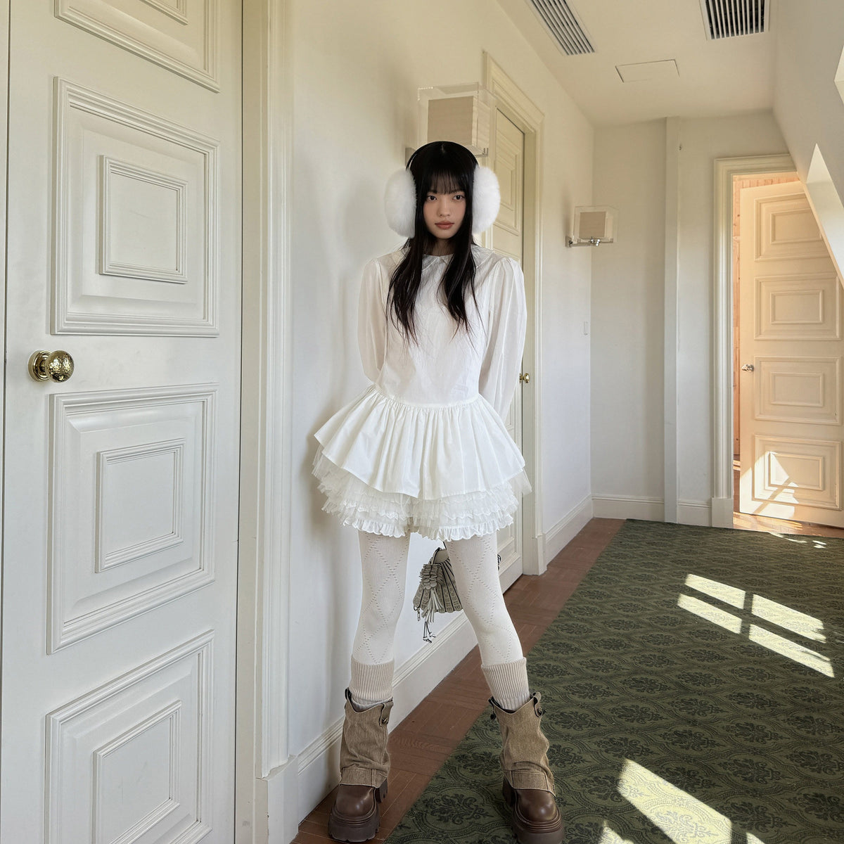 DDGIRL_studio_Breathable_Patchwork_Doll_Collar_Cotton_Blend_Cropped_Long_Sleeve_White_Blouses_MISSTT