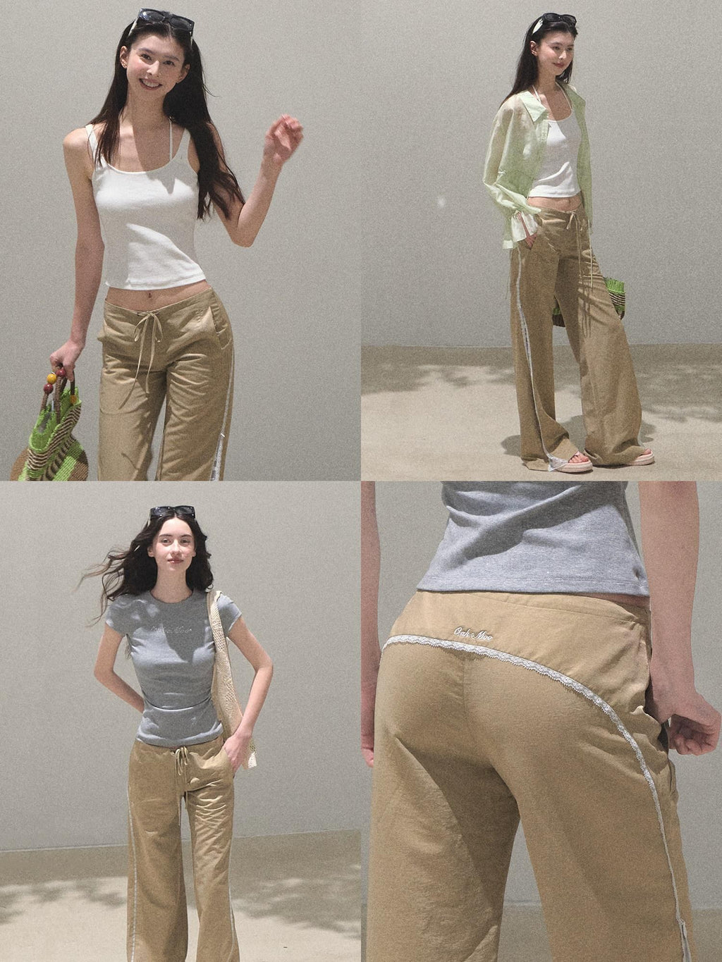 7 OAKMOO Minimalist High Waist Loose Workwear Cupro Nylon Blend Wide Leg Pants