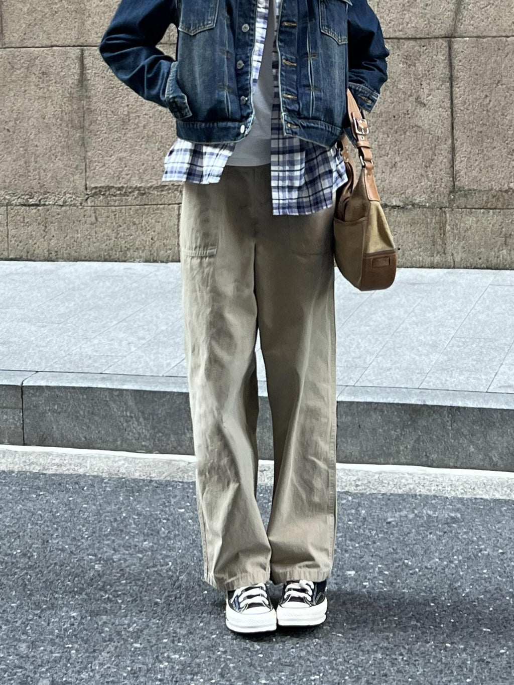 Country Moment Washed Cotton Loose Mid Rise Cargo Pockets Youth Everyday Khaki Straight Pants
