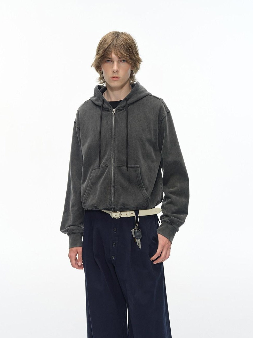 Country Moment Soft All Cotton Loose Fit Zip Front Hooded Unisex Casual Black Hoodie