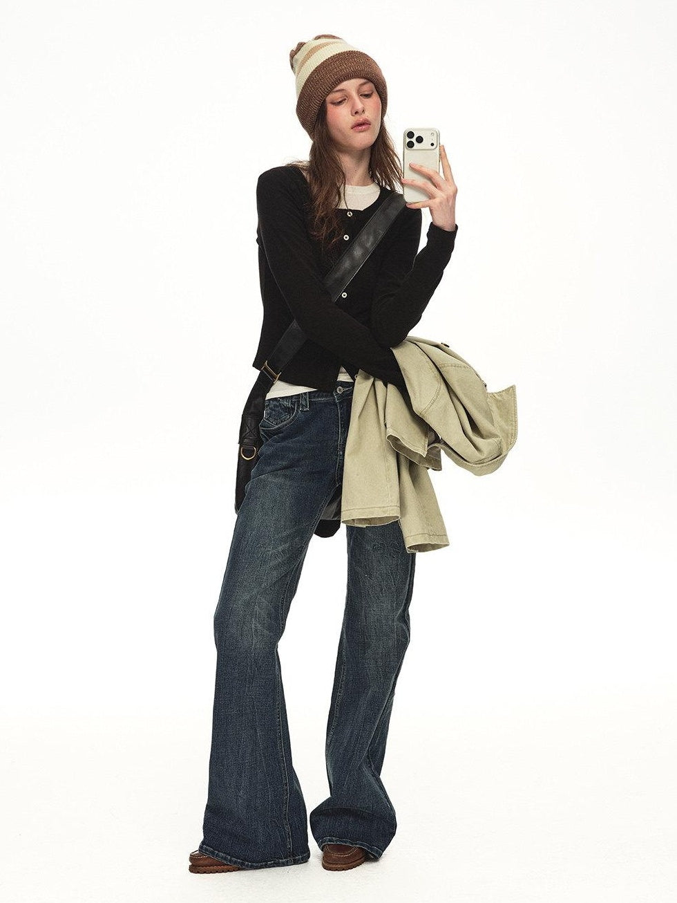 Country Moment Soft Cotton Blend Slim Cropped Round Neck Women Black Button Cardigans