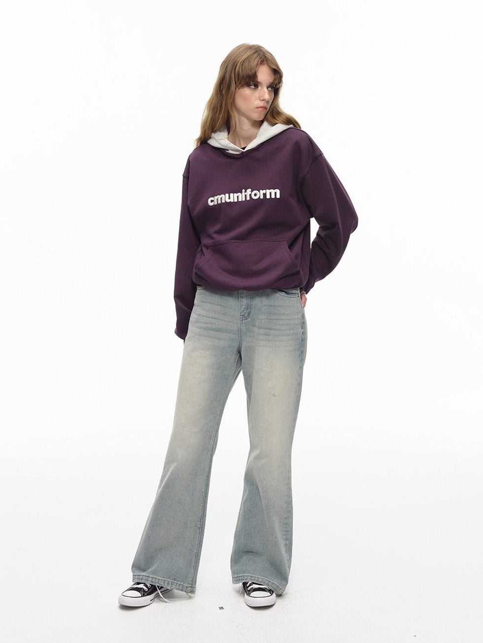 Country Moment Warm Thick Oversized Colorblock Cotton Blend Unisex Casual Letter Print Hoodie