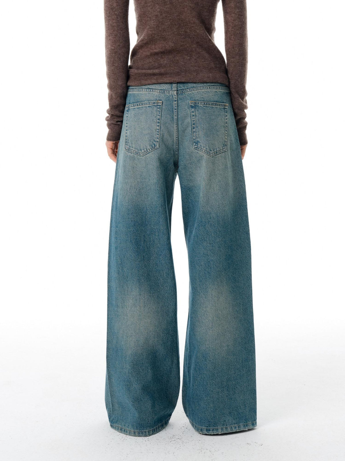 Country Moment Gradient Wash Mid Rise Loose Fit Unisex Cotton Blend Wide Leg Jeans