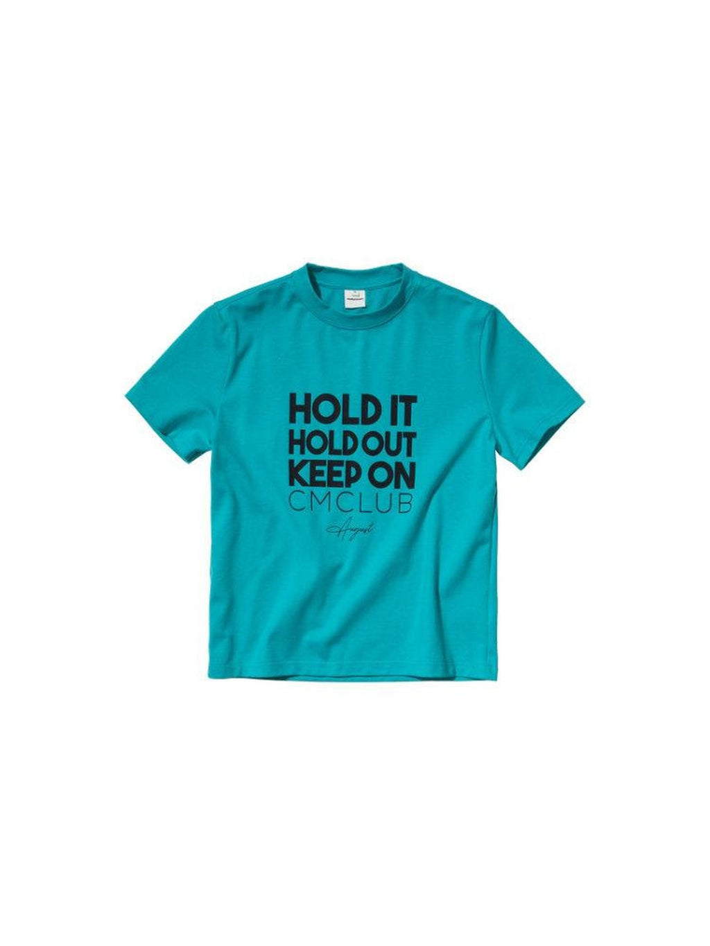 Country Moment Breathable Cotton Regular Fit Round Neck Letter Teal Short Sleeve T-Shirts