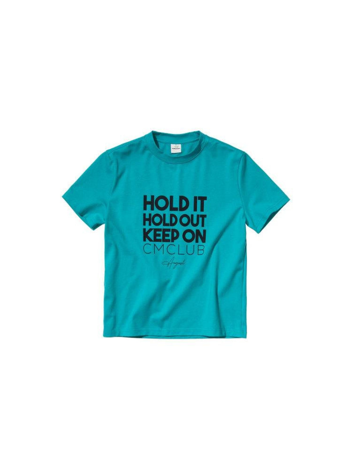 Country Moment Breathable Cotton Regular Fit Round Neck Letter Teal Short Sleeve T-Shirts