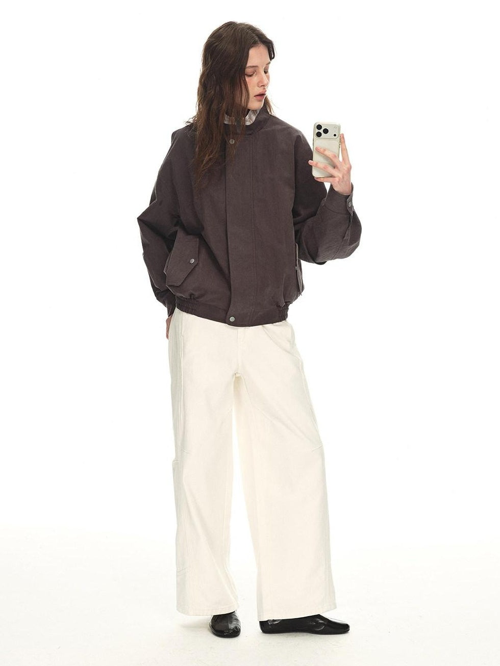 Country Moment Breathable Cotton Relaxed Natural Waist Casual Daily White Wide Leg Pants