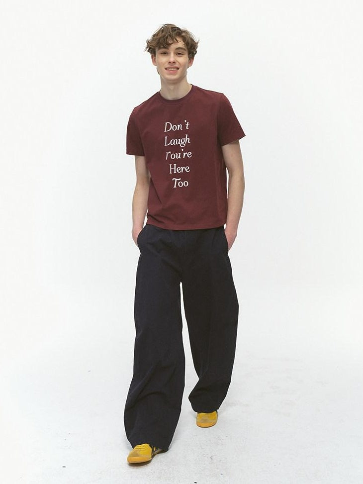 Country Moment 100% Cotton Relaxed Printed Crewneck Wine Red Graphic Short Sleeve T-Shirts