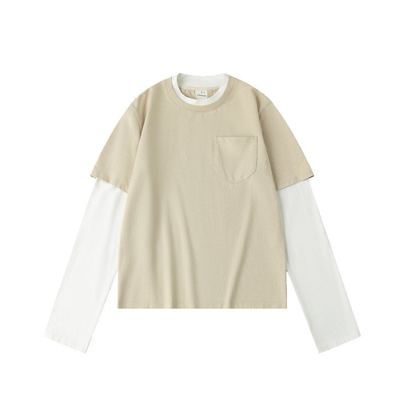 Country_Moment_Soft_Breathable_100%_Cotton_Loose_Crew_Neck_Unisex_Khaki_Long_Sleeve_T-Shirts_MISSTT