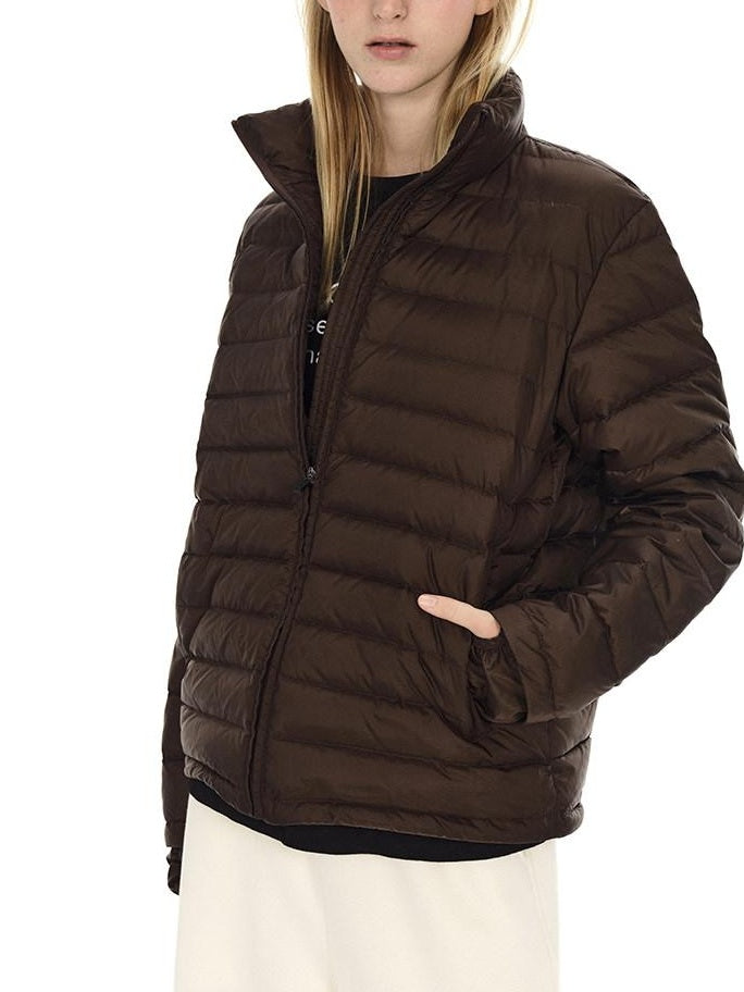 Country Moment Lightweight Warm Short Stand Collar Casual Unisex Nylon White Duck Down Jackets