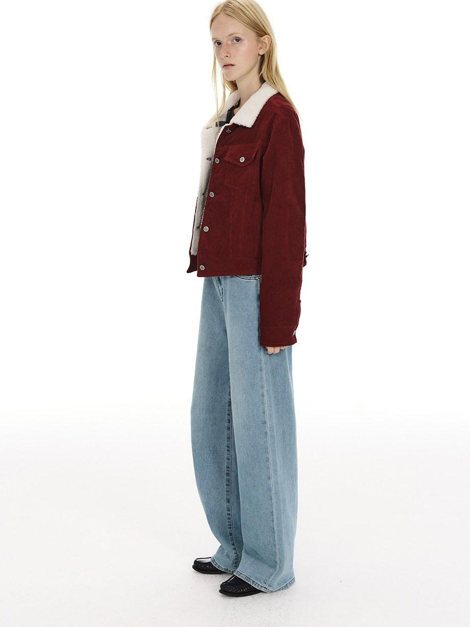 Country Moment Warm Fleece Lined Vintage Cropped Button Front Women Cotton Denim Jackets