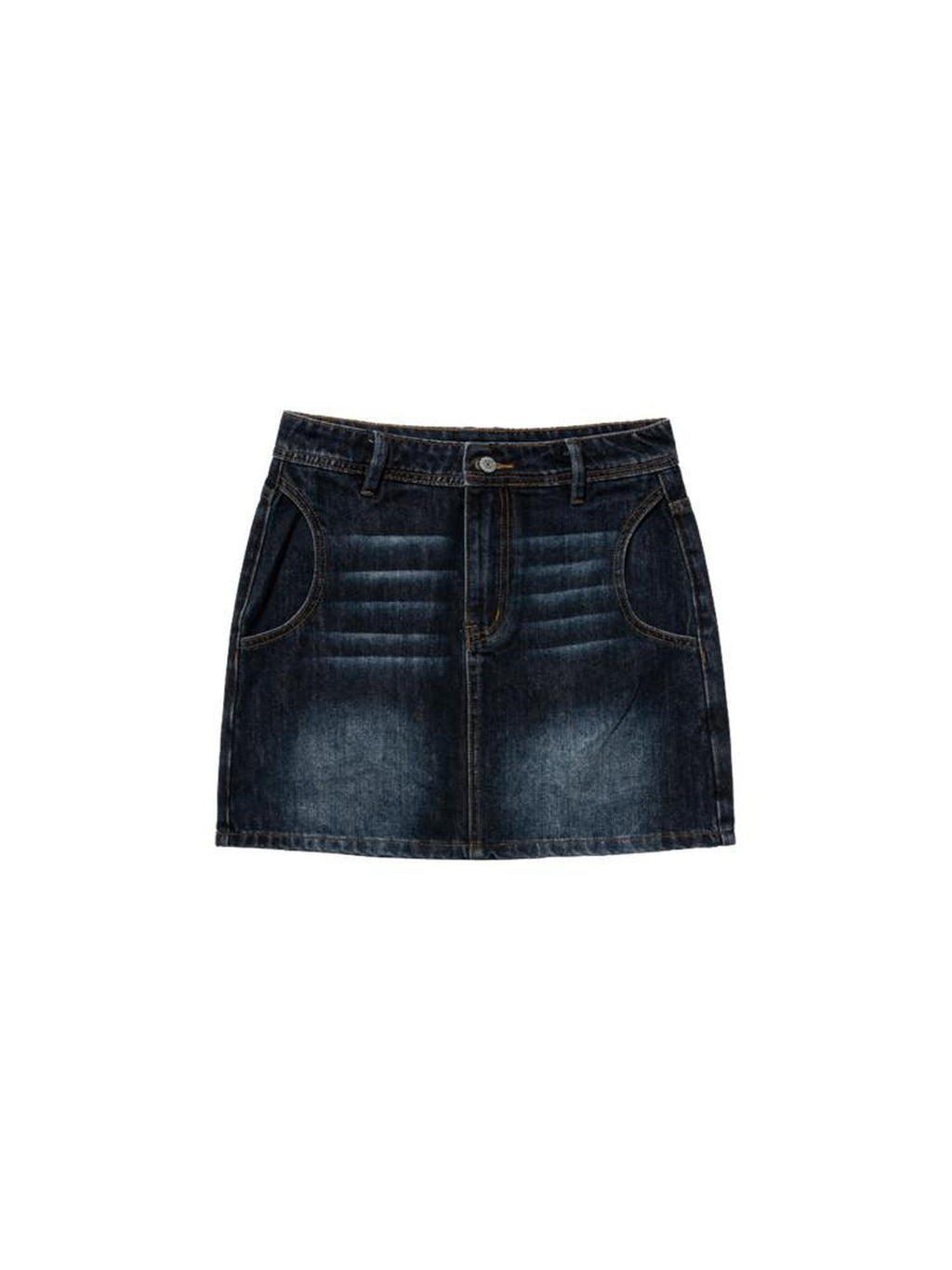 Country Moment Breathable Cotton Blend Vintage Office A Line Solid Blue Black Mini Skirts