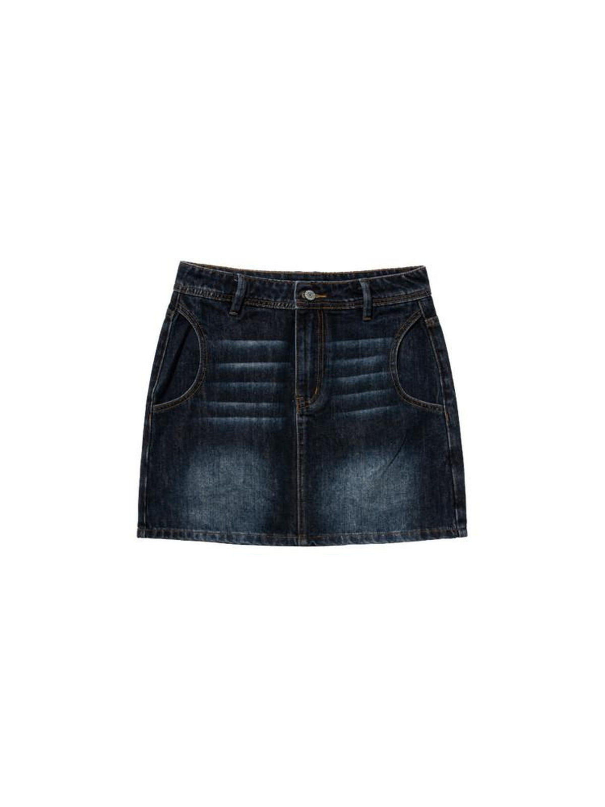 Country Moment Breathable Cotton Blend Vintage Office A Line Solid Blue Black Mini Skirts