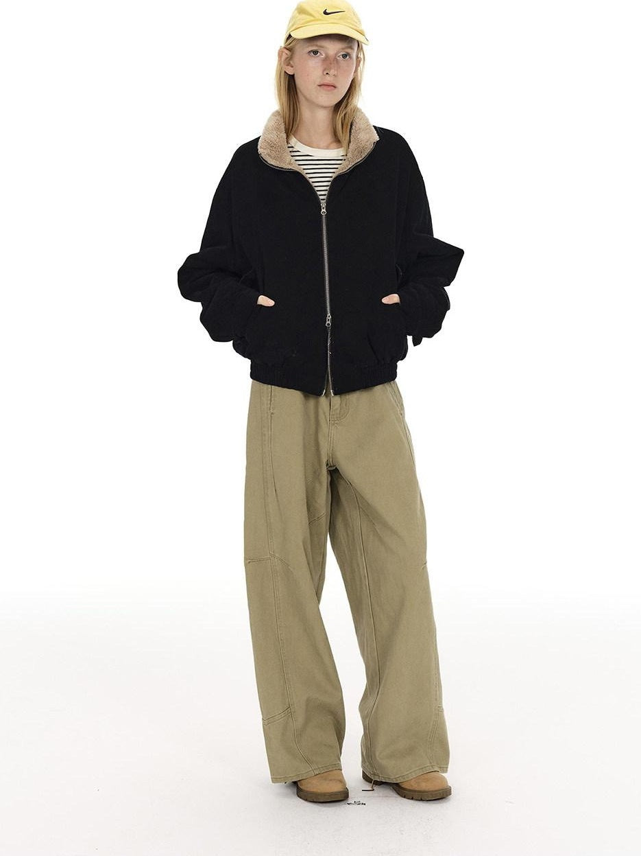 Country Moment Comfortable Cotton Mid Rise Straight Leg Unisex Casual Khaki White Cargo Pants
