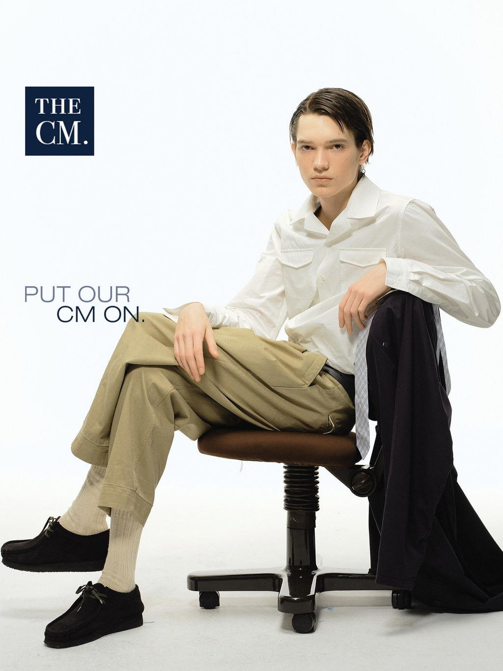 Country Moment Pure Cotton Loose Fit Polo Collar Long Sleeve Unisex Youth Solid Shirts