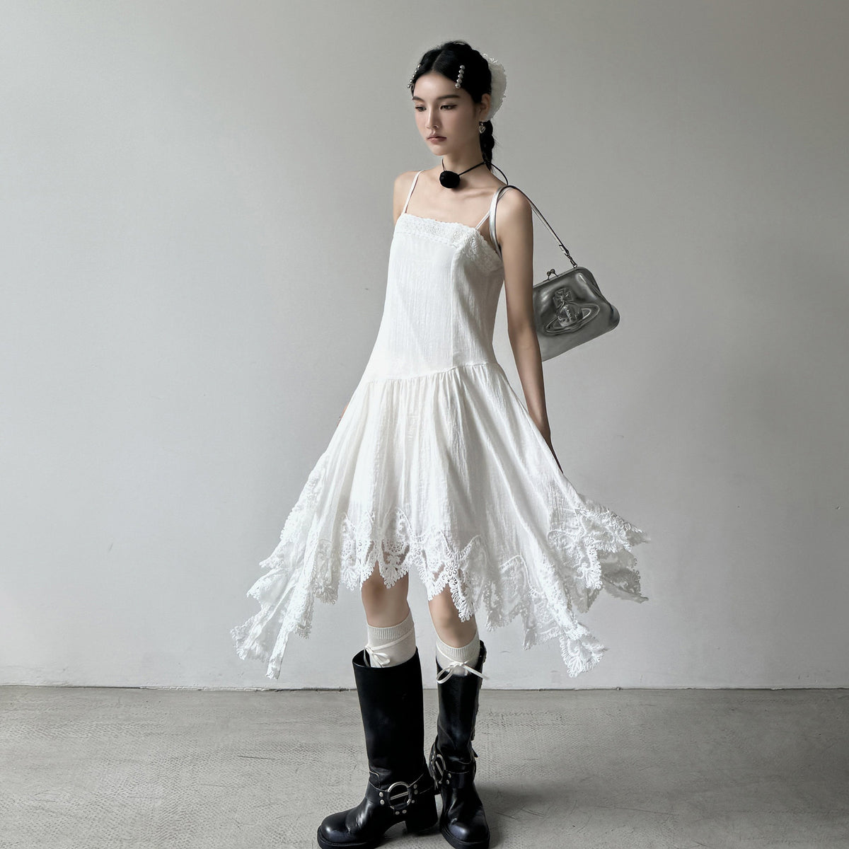 DDGIRL_studio_Office_High_Waist_A_Line_Sleeveless_Cotton_Blend_Camisole_White_Midi_Dresses_MISSTT