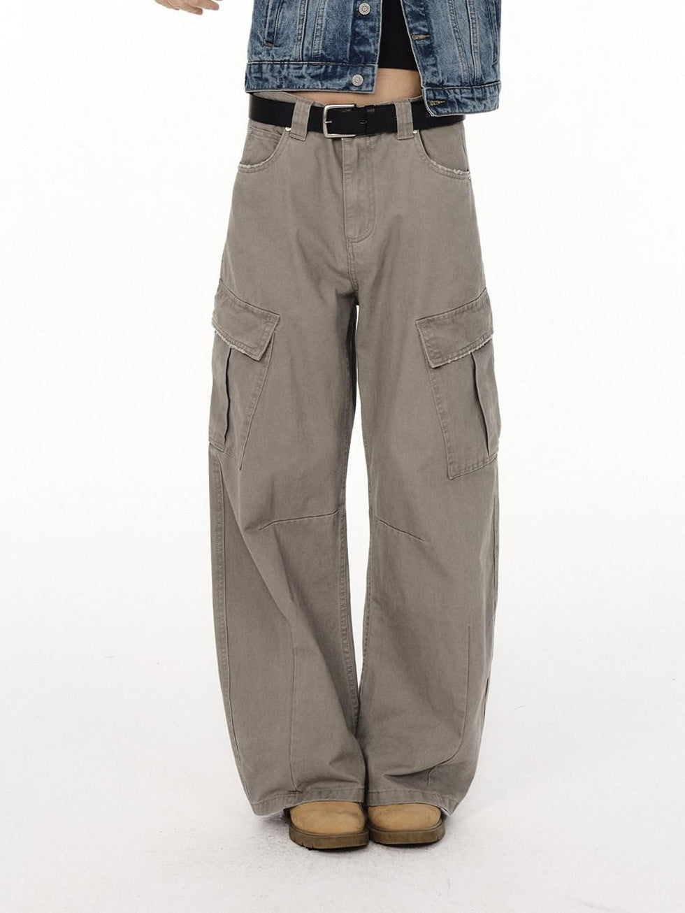 Country Moment Breathable Washed Cotton Relaxed Straight Pocket Button Fly Casual Cargo Pants