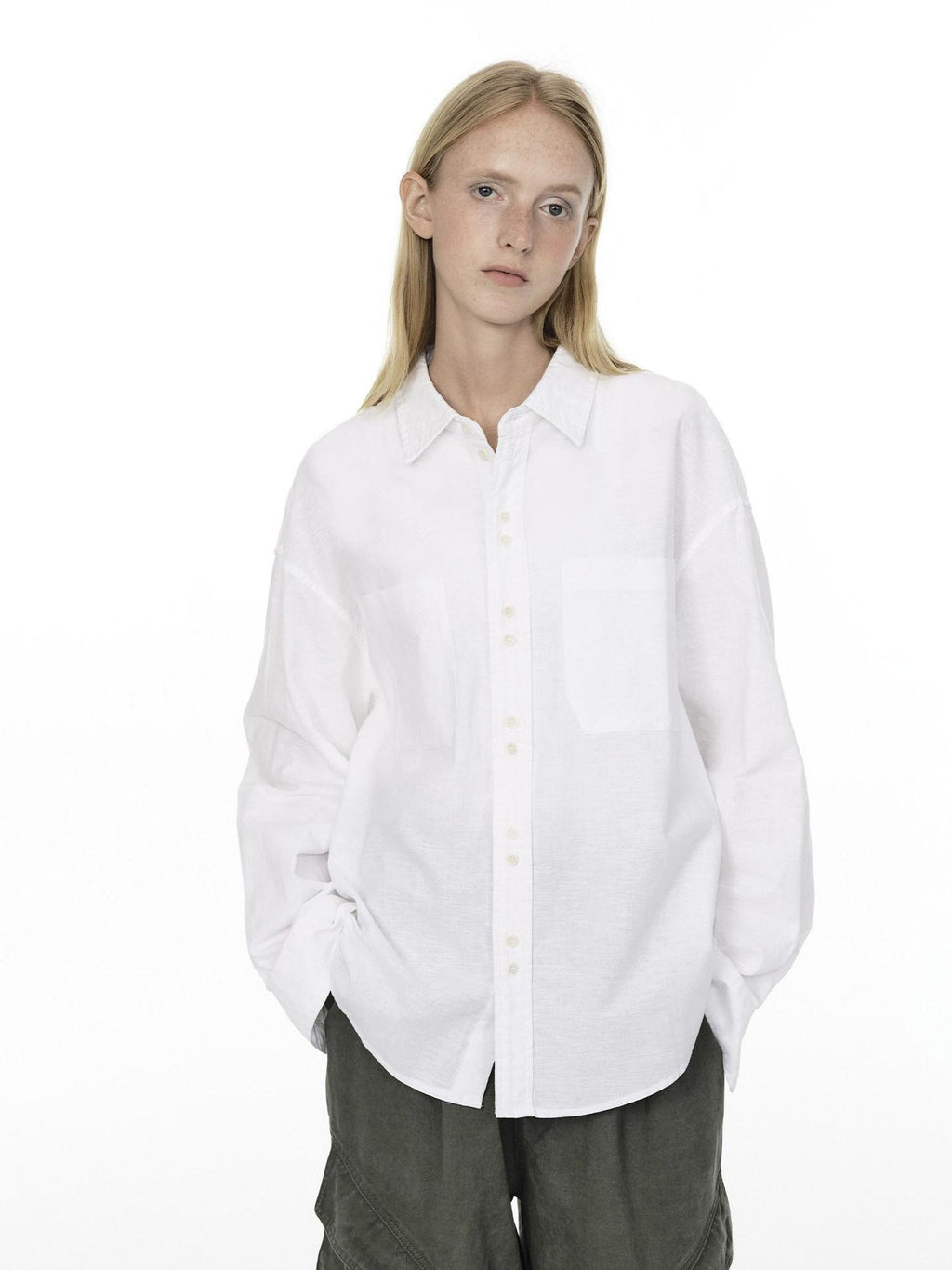 Country Moment Breathable Cotton Linen Loose Fit Button Front Collared Unisex Shirts