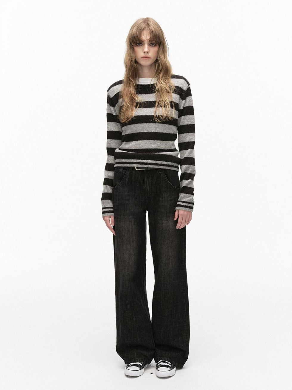 Country Moment Soft Wool Blend Knit Striped Crewneck Regular Fit Women Commuter Casual Sweaters