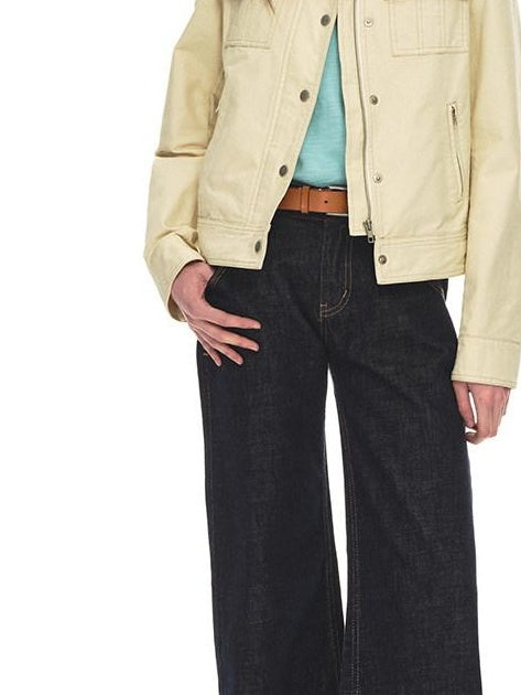 Country Moment Breathable 100 Percent Cotton Mid Rise Dark Blue Casual Women Straight Leg Jeans