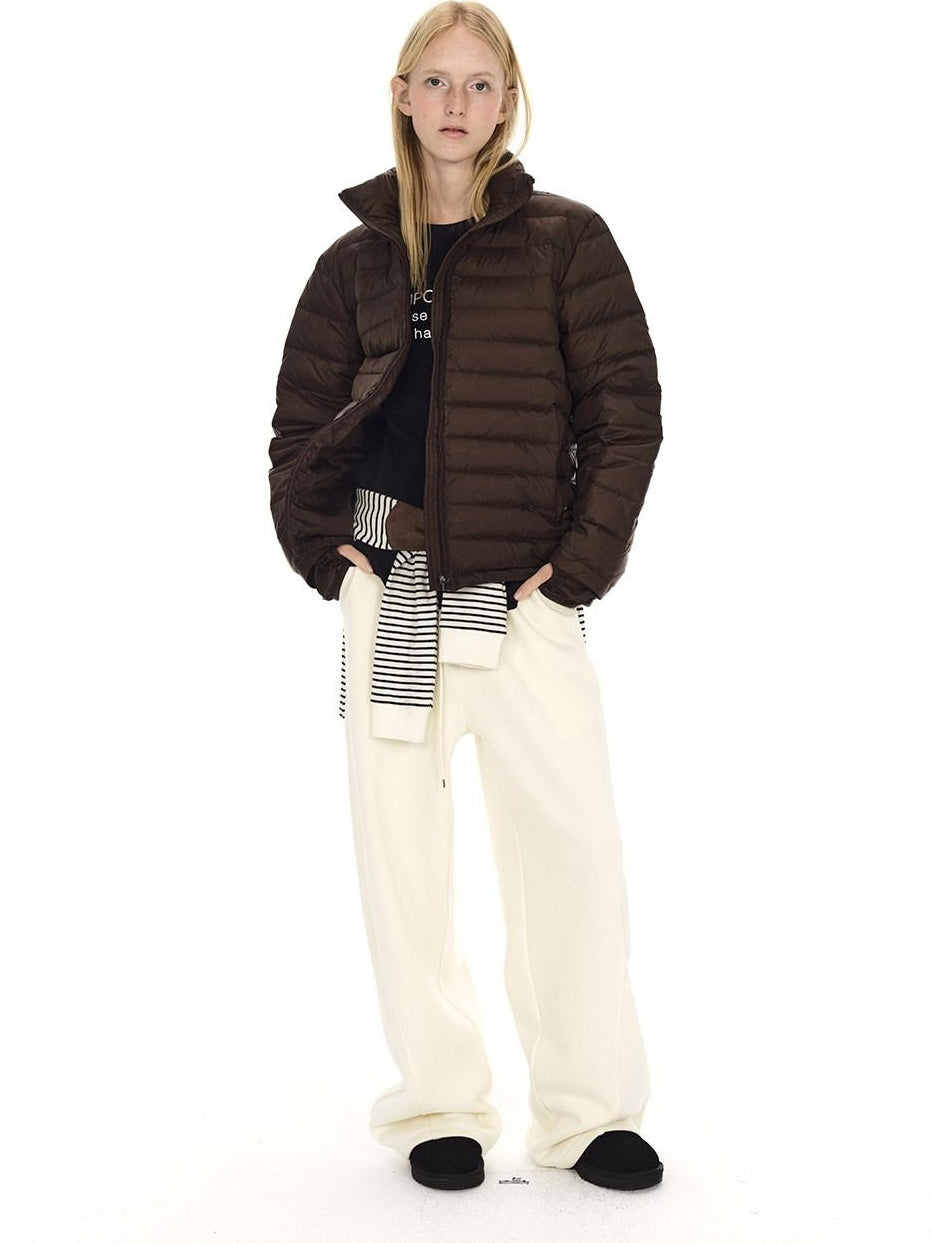 Country Moment Lightweight Warm Short Stand Collar Casual Unisex Nylon White Duck Down Jackets