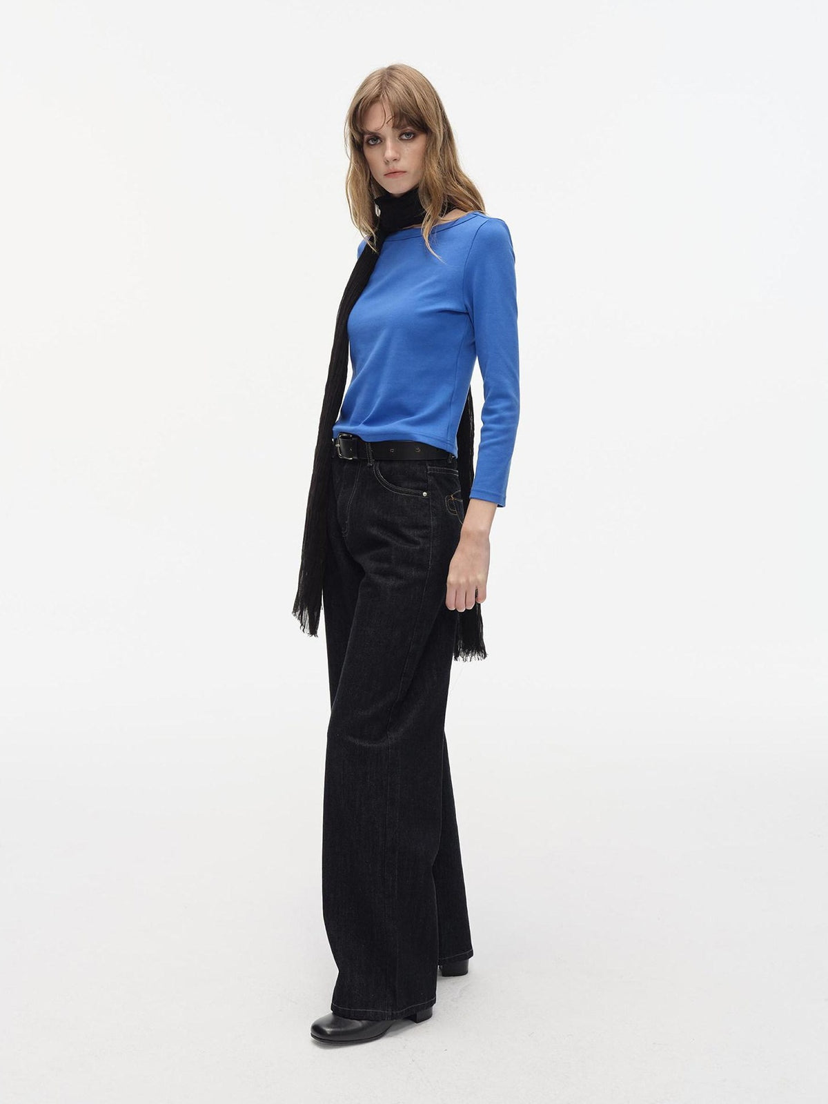 Country Moment Soft Breathable Cotton Stretch Slim Fit Boat Neck Women Long Sleeve T-Shirts