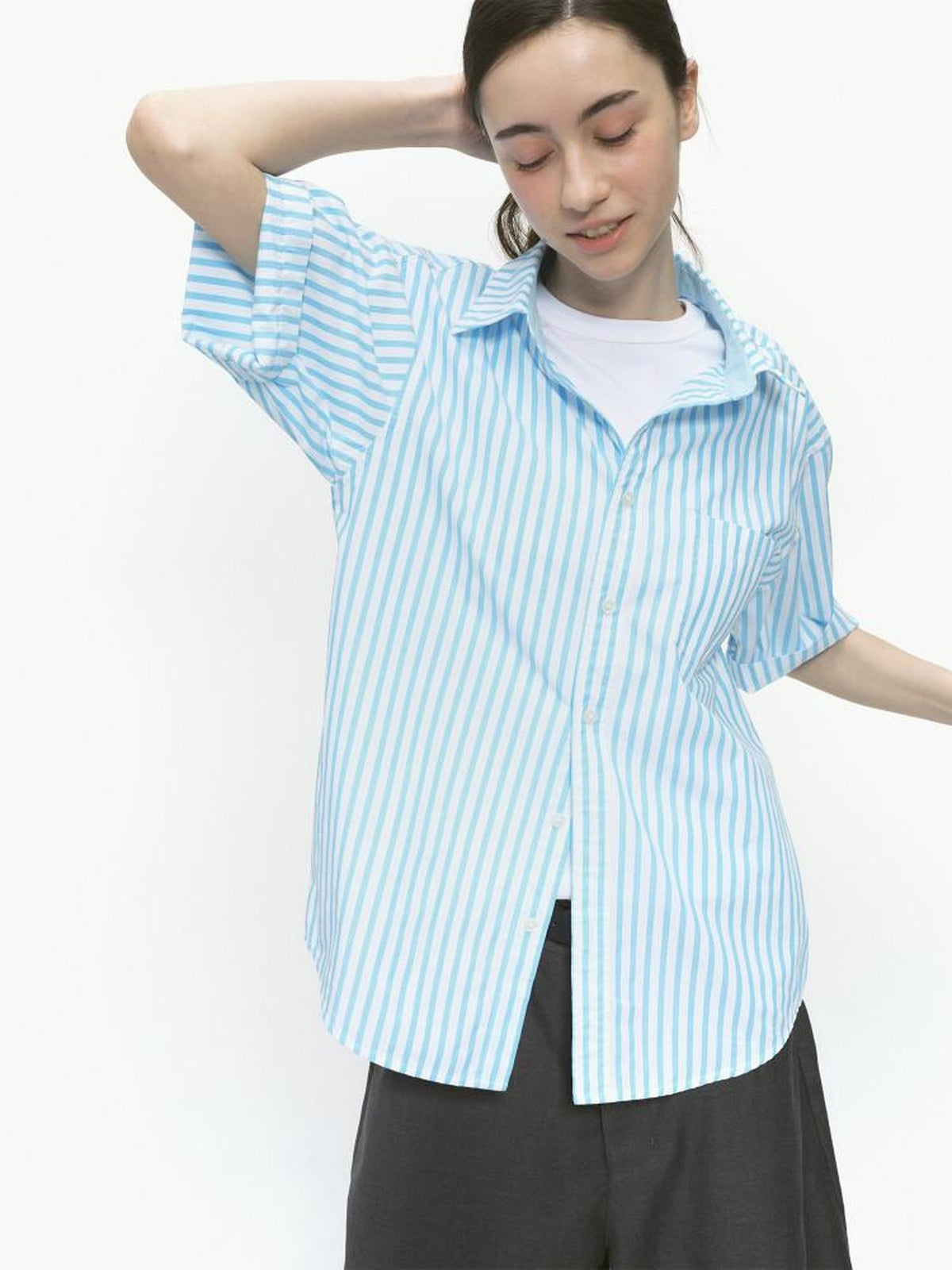 Country Moment Breathable 100% Cotton Street Loose Patchwork Striped Unisex Short Sleeve Shirts