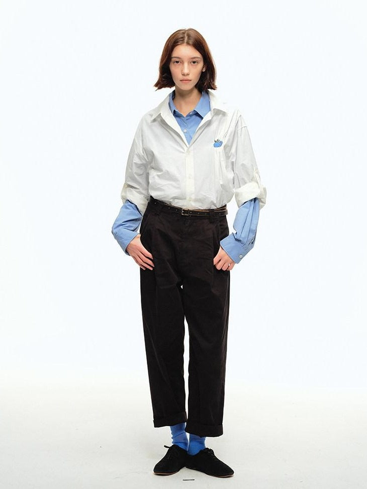 Country Moment Soft 100% Cotton Loose Fit Collared Button Youth Casual American Solid Shirts