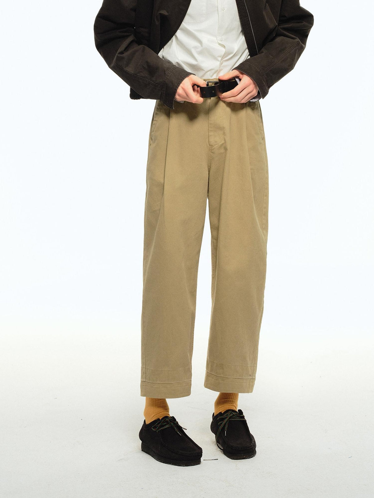 Country Moment Cotton Mid Waist Zip Fly Youth American Casual Daily Khaki Black Straight Pants