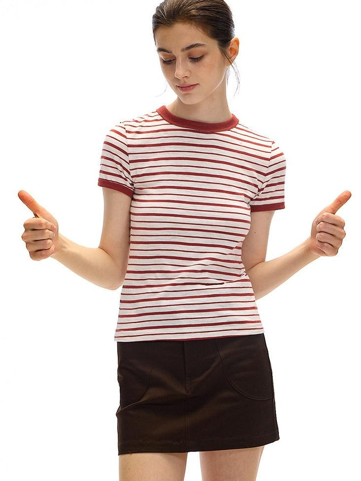 Country Moment Moisture Wicking Bamboo Cotton Slim Fit Striped Men Short Sleeve T-Shirts