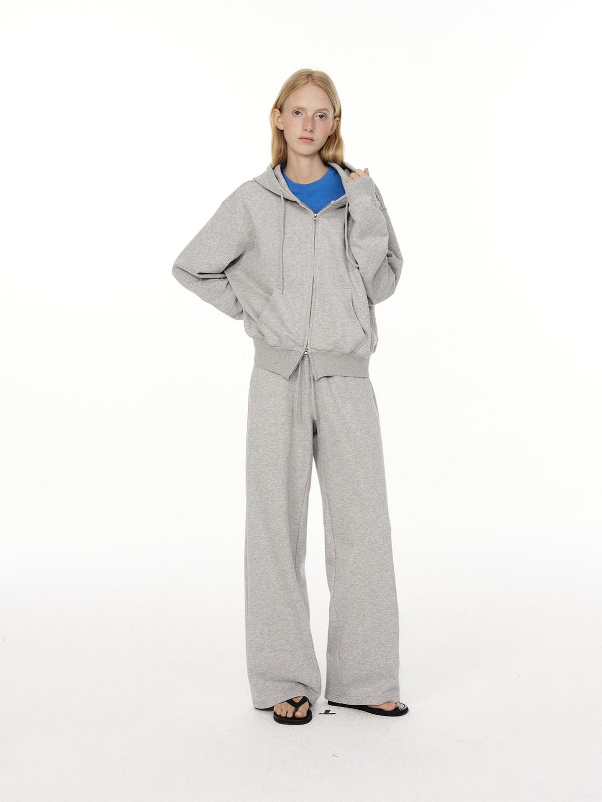 Country Moment High Waist Breathable Cotton Loose Straight Leg Casual Black Grey Straight Pants